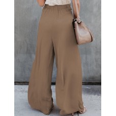 Women High Waist Front Tie Loose Casual Wide Leg Pants