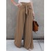 Women High Waist Front Tie Loose Casual Wide Leg Pants