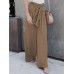 Women High Waist Front Tie Loose Casual Wide Leg Pants