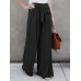 Women High Waist Front Tie Loose Casual Wide Leg Pants