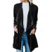 Casual Women Solid Color Lapel Velvet Cardigans with Pockets