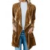 Casual Women Solid Color Lapel Velvet Cardigans with Pockets