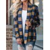 Casual Women Plaid Patchwork Long Sleeve Cardigans