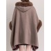 Women Cloak Shawl Hooded Crew Neck Cardigan Coats with Pockets