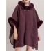 Women Cloak Shawl Hooded Crew Neck Cardigan Coats with Pockets