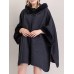 Women Cloak Shawl Hooded Crew Neck Cardigan Coats with Pockets