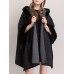 Women Cloak Shawl Hooded Crew Neck Cardigan Coats with Pockets