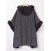 Women Cloak Shawl Hooded Crew Neck Cardigan Coats with Pockets