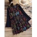 Ethnic Women Vintage Folk Style Print Patchwork Long Sleeve Blouse