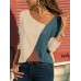 S-5XL Casual Women Color Patchwork Asymmetrical Collar Long Sleeve Blouse