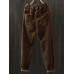 Women Casual Pure Color Elastic Waist Corduroy Pants