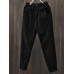 Women Casual Pure Color Elastic Waist Corduroy Pants