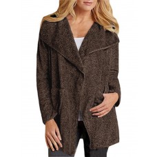 Women Casual Fleece Lapel Cardigans with Pockets