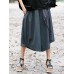 Women Loose Cotton Linen Elastic Waist Asymmetrical Pants