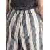 Vintage Women Cotton Linen Striped Elastic Waist Trousers Pants