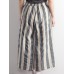 Vintage Women Cotton Linen Striped Elastic Waist Trousers Pants