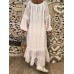 Retro Women Loose Solid V-Neck Lace Patchwork Long Sleeve Maxi Dress