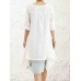 Women Cotton Linen Half Sleeve Irregular Hem Cardigans